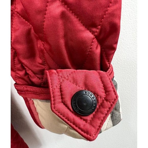 BURBERRY Red & Beige Check Diamond Quilted Nova Check Utility Jacket Size XS - Picture 7 of 16